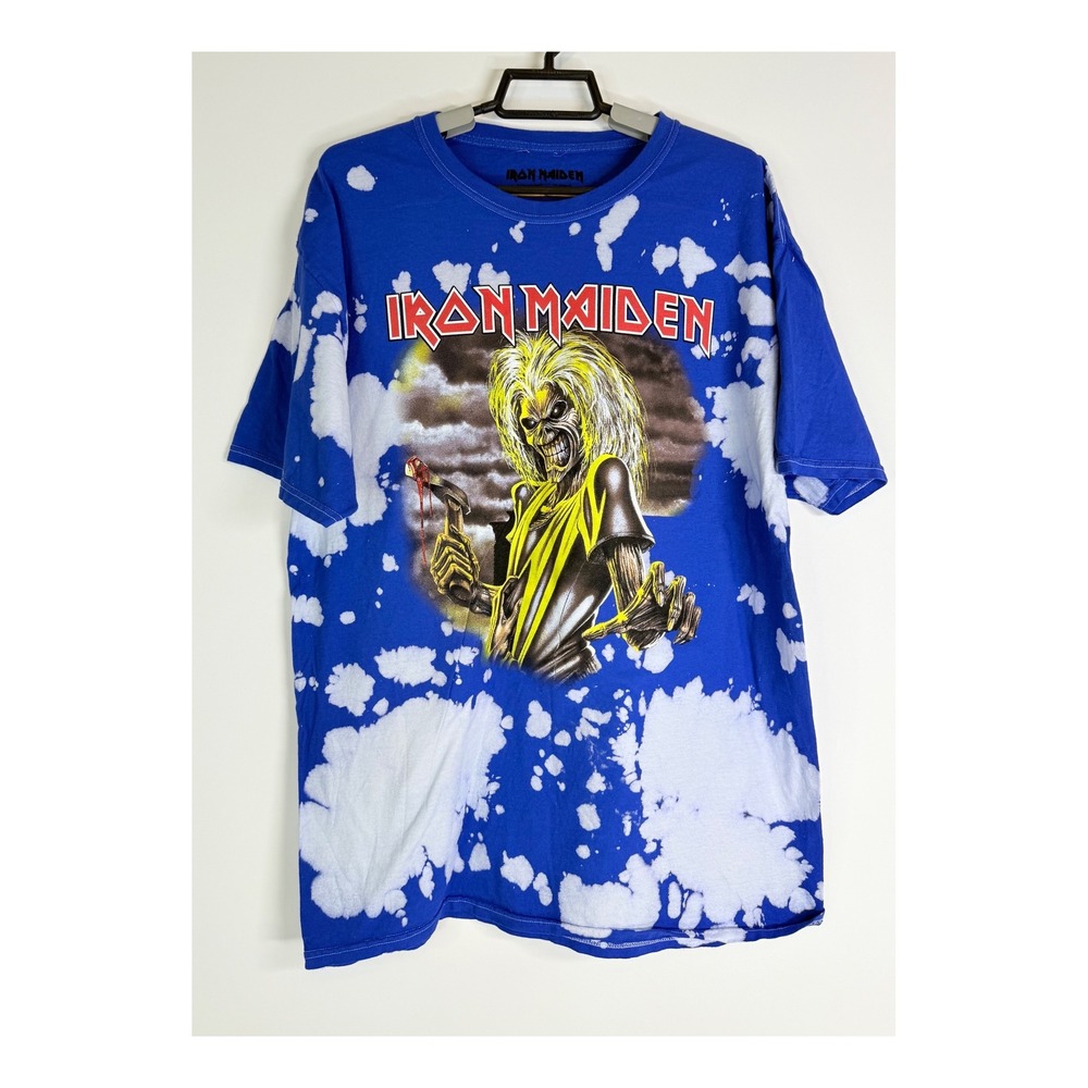 Iron Maiden Top Band Tee‎ Men's Small Graphic Y2K Distressed Blue